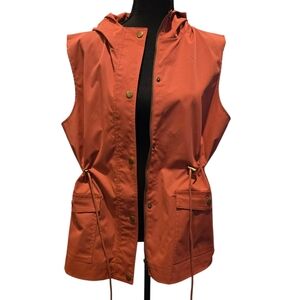 Young USA Women's Burnt Orange Sleeveless Rain Jacket, Size XL